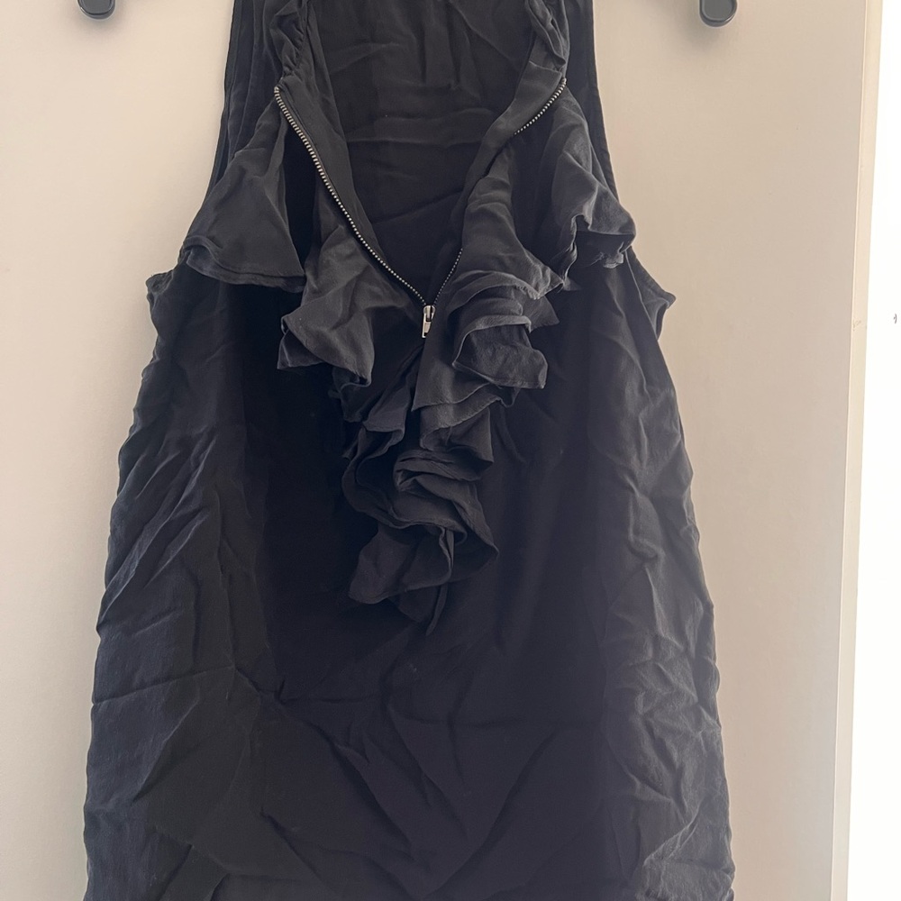 INC International Concepts Black Ruffled Zip Dress